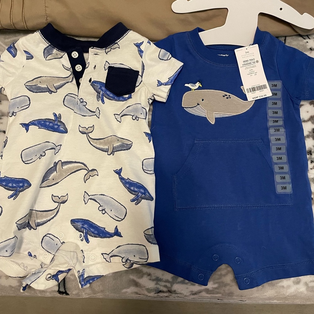 Two cute size 3 month boy romper